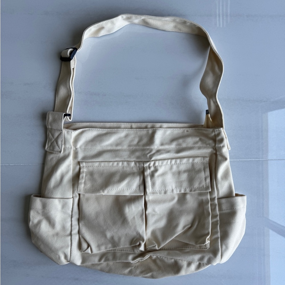 Cream Canvas Shoulder Bag